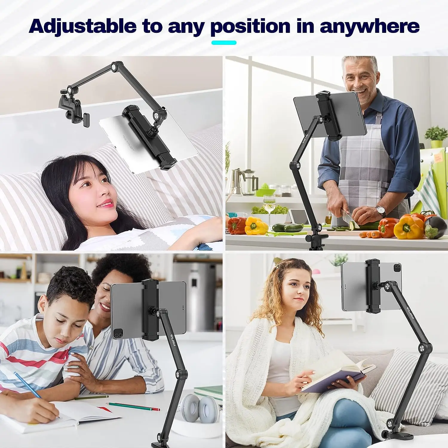 VIJIM HP006 Tablet Holder iPad Stand Desk Mount for Smartphone iPad Pro Air with Flexible Arm 360° Adjustable Tablet Mount