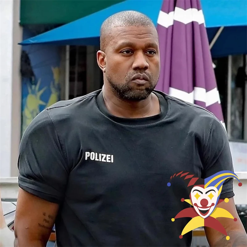 

POLIZEI Kanye футболка для мужчин и женщин 1:1 Высокое качество летняя стильная модная футболка Топы Футболка