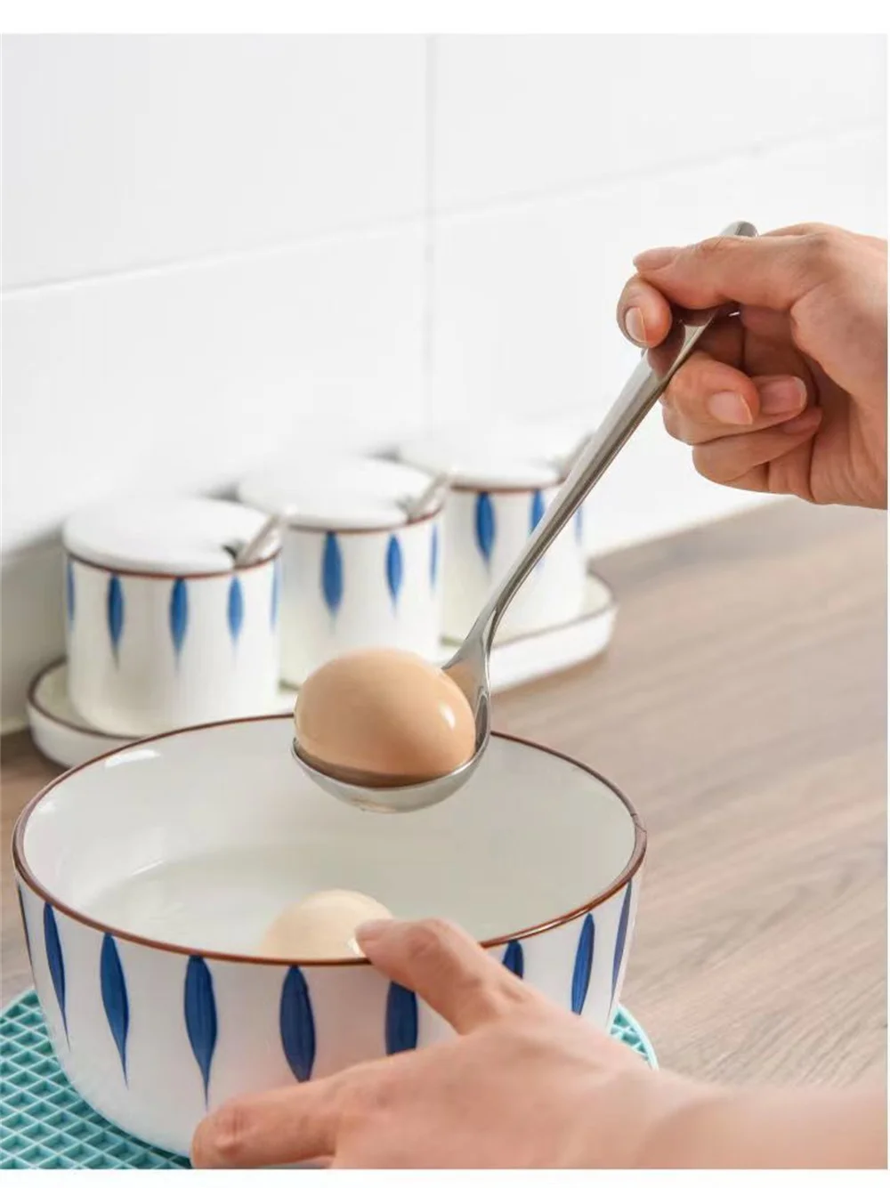 Description Picture 3 of itemFeel Comfortable Small Spoon Household Stainless Steel Ladle Tableware Thickened Material Round Spoon Long Handle Porridge Spoon