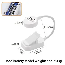Compact LED Clip - On Reading Lamp with Adjustable Brightness for Eye Comfort (WHITE)