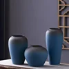 High Grade Ceramic Vase, Flower Arrangement, Frosted, Blue, Living Room, Bedroom, Dining Room, Study Room, Table Top Decor, 1Pc 6