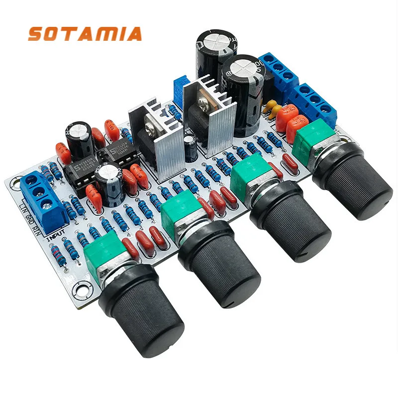 SOTAMIA NE5532 OP Amp Power Amplifier Preamp Board HIFI 2.0 Audio Tone Control Preamplifier Treble Midrange Bass Adjustment DIY