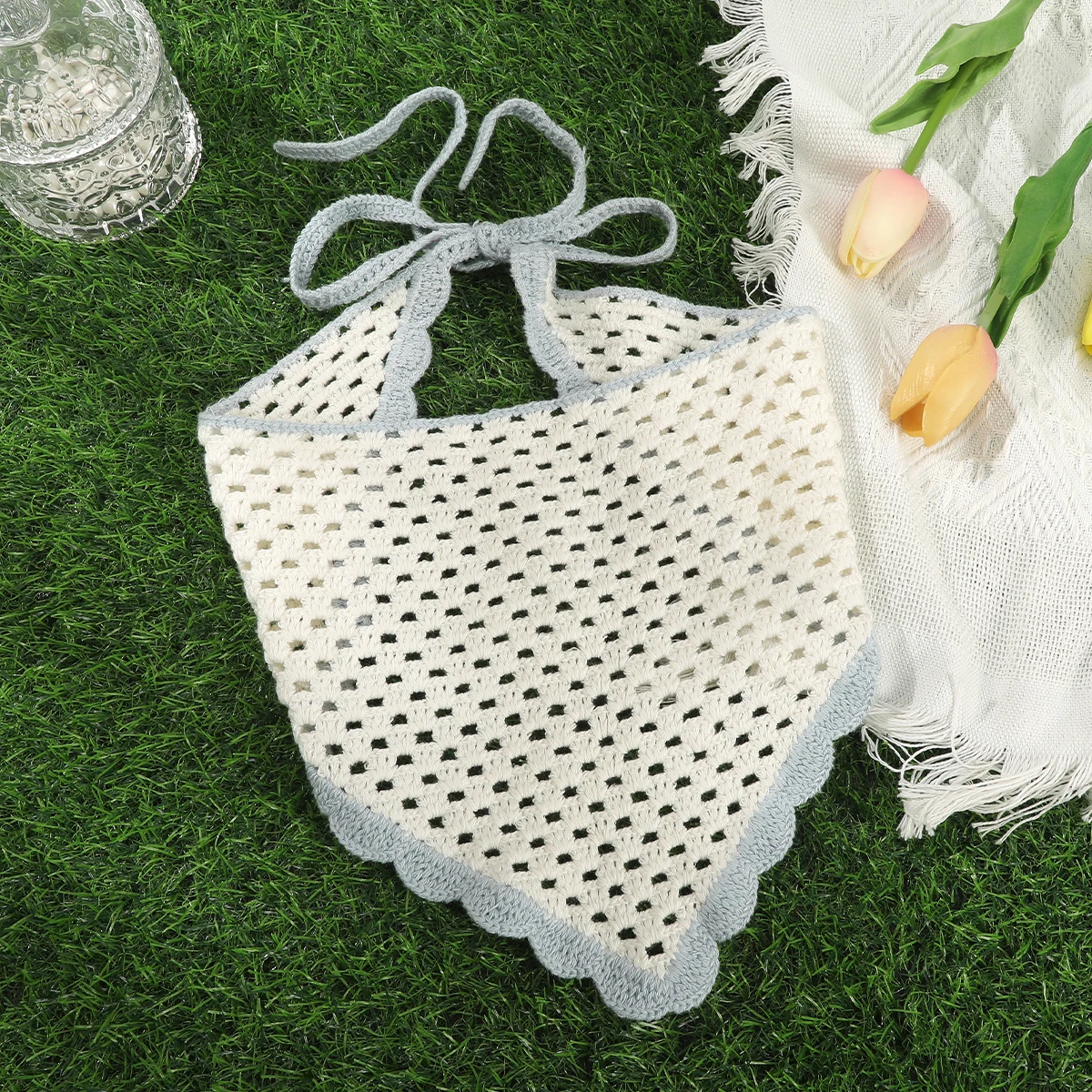 Women Bohemia Triangle Bandanas Turban Crochet Hair Scarf Hairband Knitted Headband Elastic Hair Band Headwrap Hair Accessories