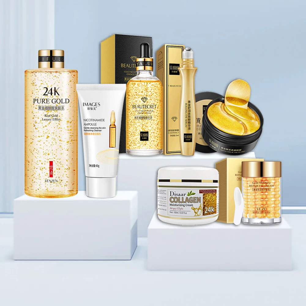 FaceCareSetFaceCleanser24KGoldFacialCreamSkinCareFaceSerum