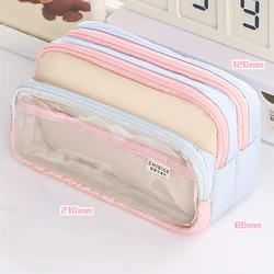 Vibrant Color - Block Large Capacity Pencil Case (Pink Blue)