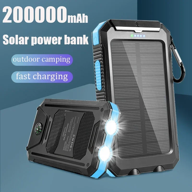 Banca Di Energia Solare Portatile 20000Mah Batteria Esterna Di Ricarica Power Bank Caricabatteria Esterno Luce A Led Per Tutti Gli Smartphone