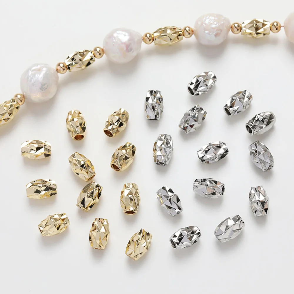 

10PCS 14K Gold Plated Brass Bucket Beads Cutting Surface Bead Jewelry DIY Making Supplies Material Accessories