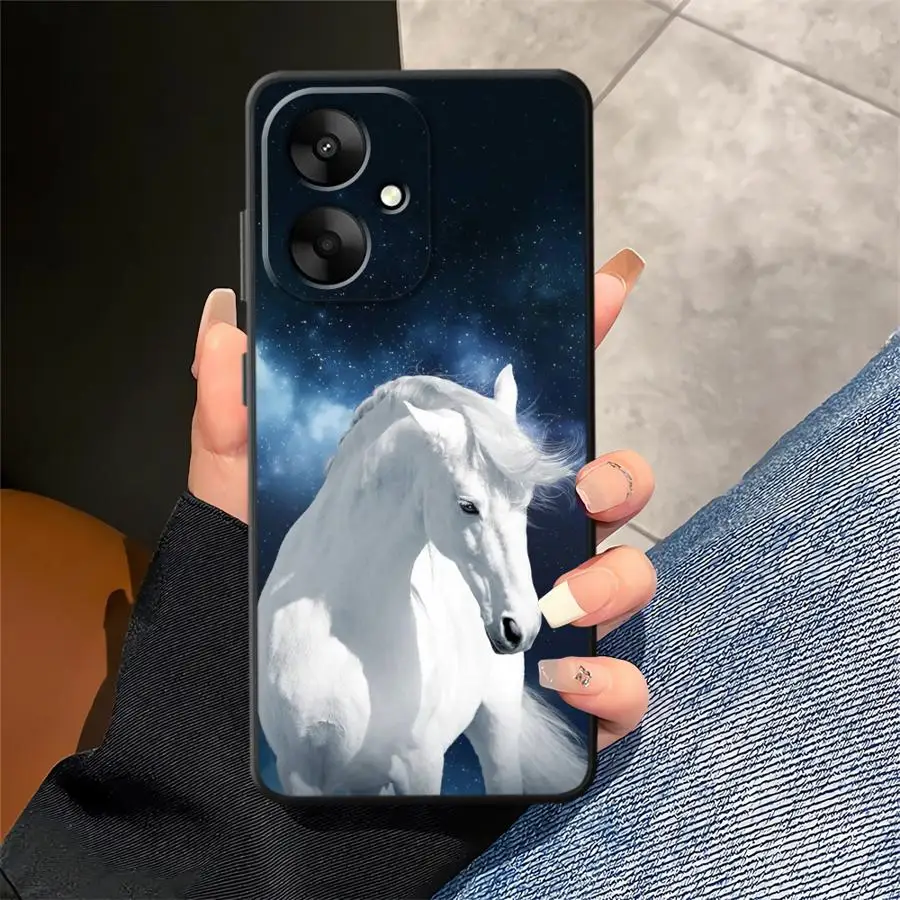Black Soft Phone Cover with Horse Animal Design