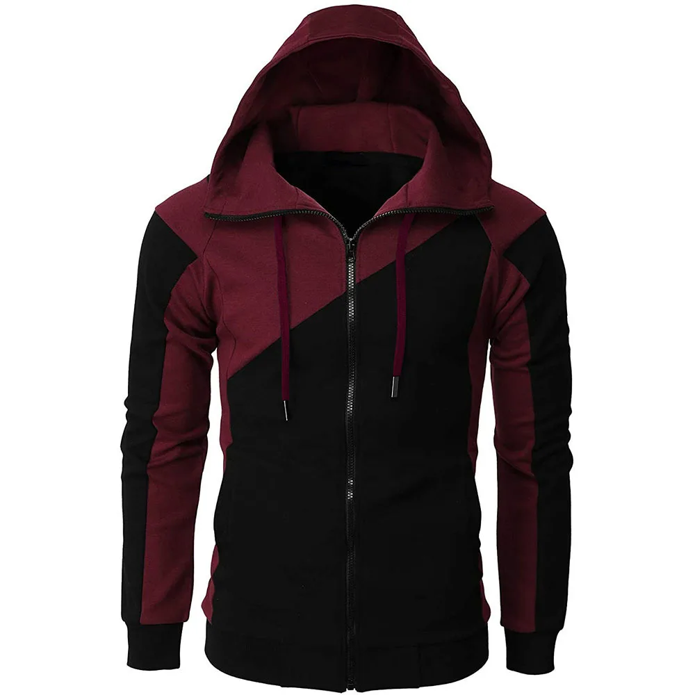 Men Hoodies Fashion Men Zippered Pocket Drawstring Sport Hoodies Sweatshirt Jacket Top Boy Sweatshirt