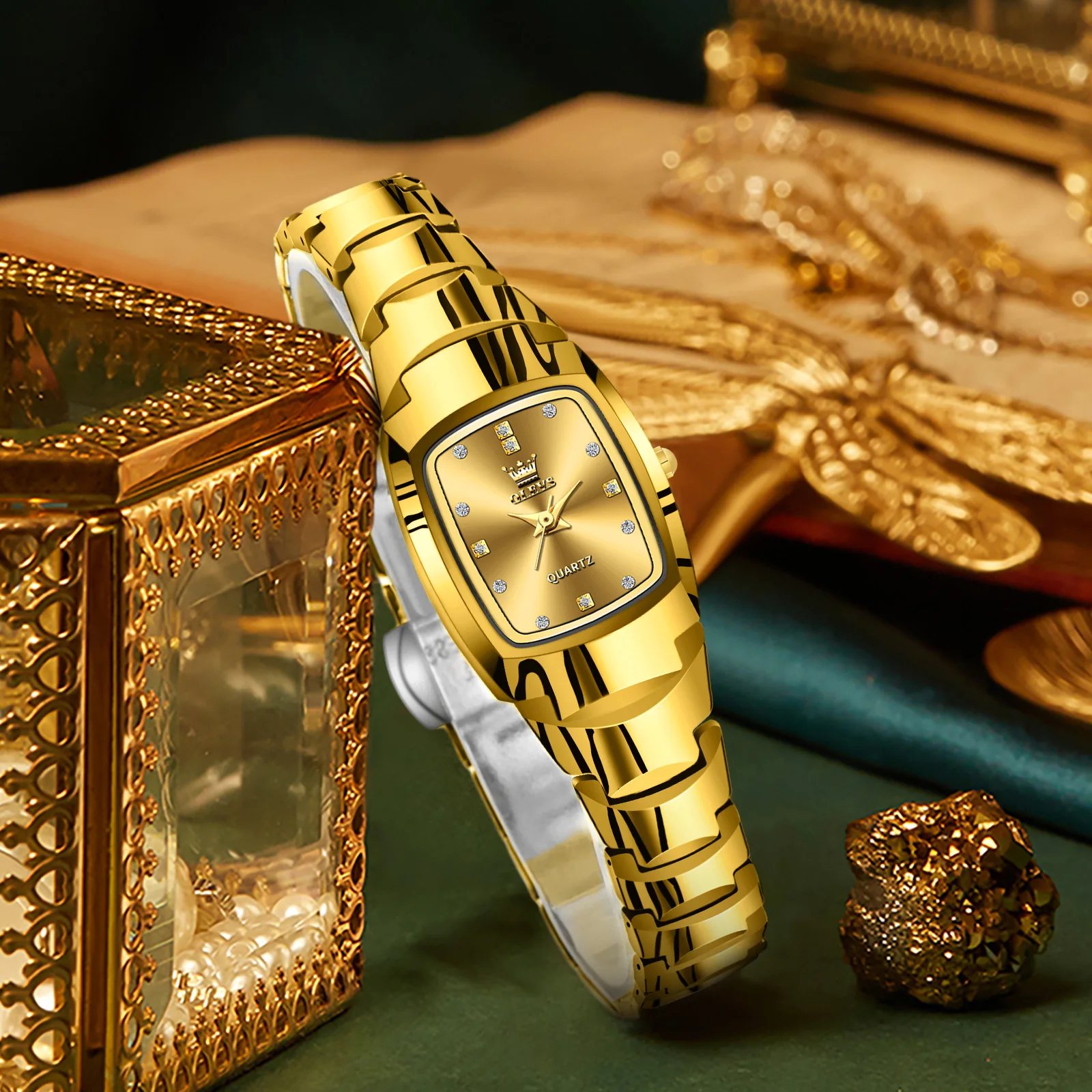 OLEVS Ladies Waterproof Watch Gold Luxury Stainless Steel Women Watches Creative Fashion Original Elegant Quartz Wristwatch Gift 3