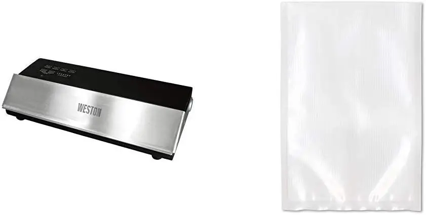 

Professional Advantage Vacuum Sealer, 11", Stainless Steel and Black & 8-by-12-Inch Vacuum-Sealer Food Bags, 100 Count
