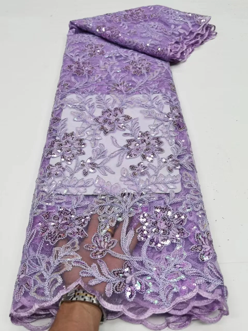

Новое поступление, фиолетовая африканская Тюлевая кружевная ткань, 2022 нигерийские блестки, вышивка, французская кружевная ткань для свадебной вечеринки, для шитья KDP22140