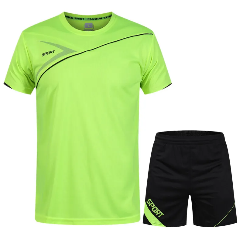 Summer Fitness Quick Drying Running Casual Sports Set Men's Round Neck Letter Short Sleeved T-shirt Elastic Waist Loose Shorts