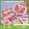 Kit de maquillaje de juguete de belleza para niños, bolsa pequeña lavable, juego de simulación, juego de cosméticos, juguetes con espejo, no tóxico y seguro, regalos de cumpleaños para niñas