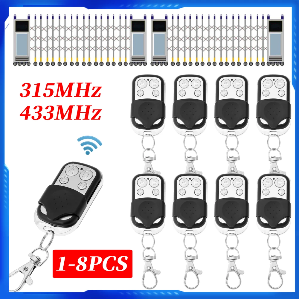 8 1pcs 433/315MHz Remote Control 4CH Door Gate Opener Wireless Remote ...