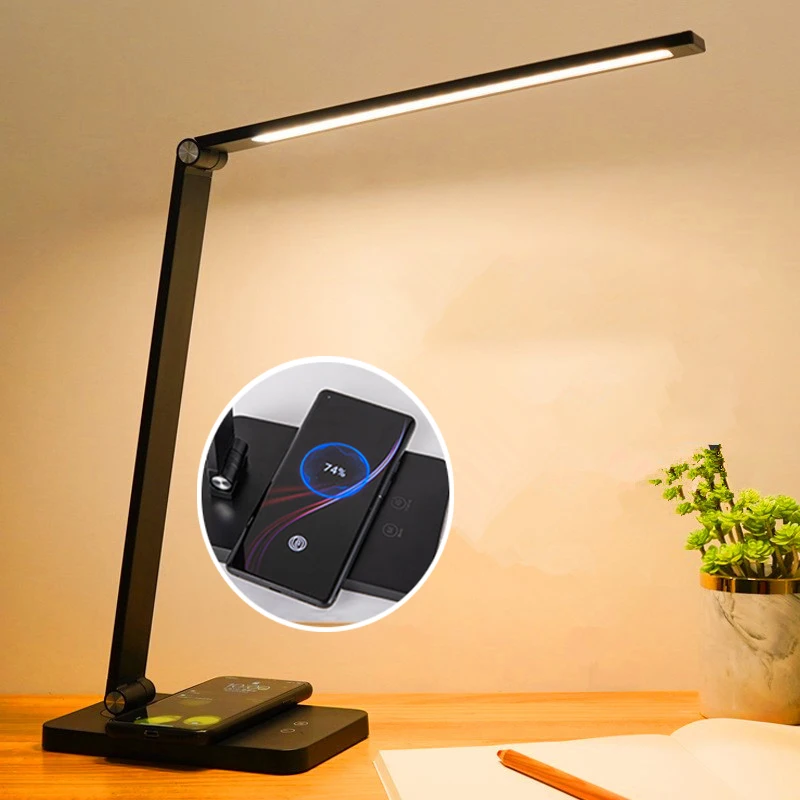 

Table Lamp Wireless Charging LED Desk Lamp Eye Protect Study Office Light USB Room Desk Rechargeable Light