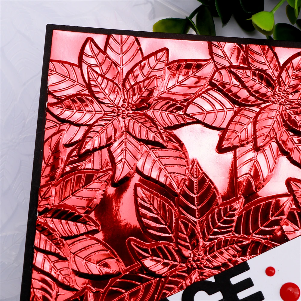 3D Embossing Folder Poinsettia Sunflower Wreath Tree Love Heart Stencil DIY Scrapbook Valentine's Day Adding Texture Paper Card plastic embossing folder embossing folder