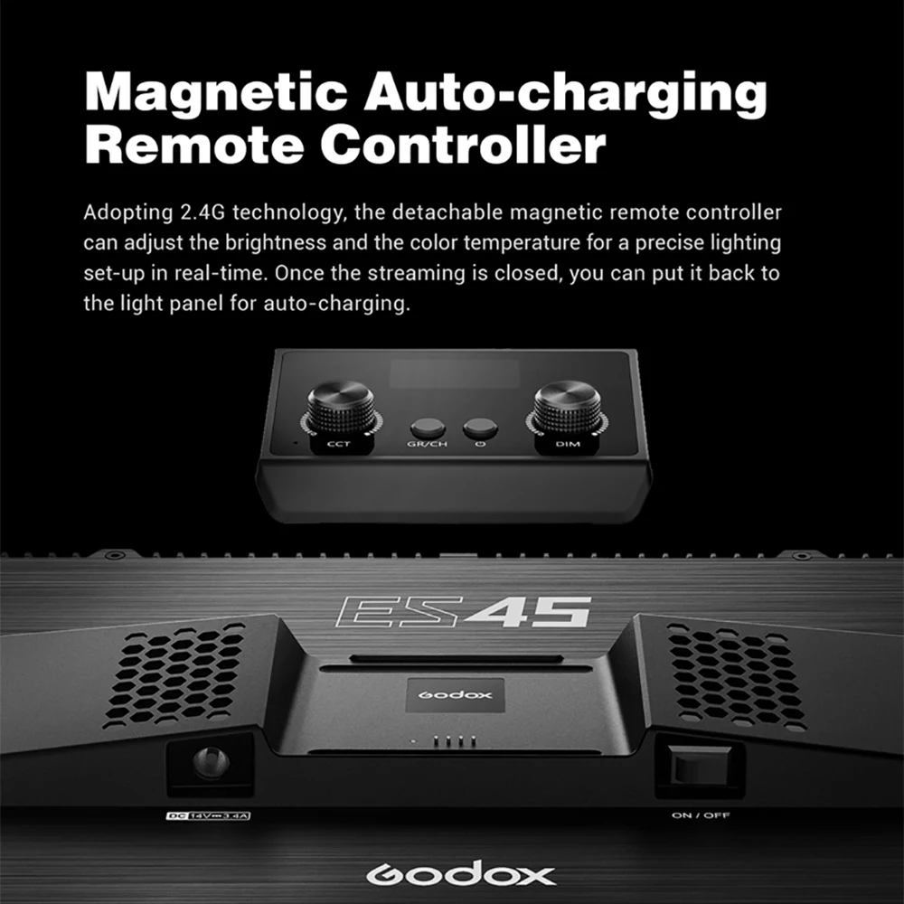 Godox E-Sports LED Light ES45 Kit 2800K-6500K Mounting Rod with APP & Remote Controller for Youtube Game Live Photography Studio 5