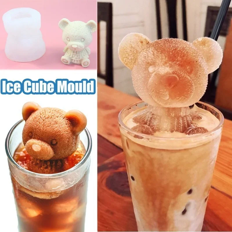 Ice Mold Little Bear Ice Mold Food Grade Silicone Ice Box Household Cartoon Model Coffee Film Bear Cream Mold