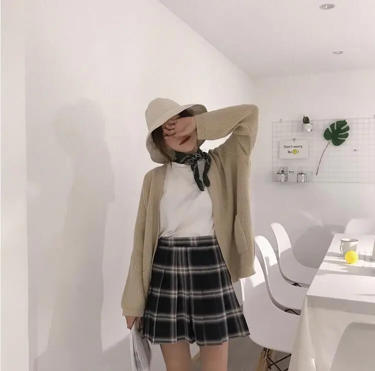 New Women Fashion Street Style Plus Size Vintage High Waist Yellow Mini Plaid Pleated Skirt A-Line Short Skirt With LiningXS-5XL black tennis skirt