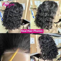200% Density Perruque Bob Bouclé Water Wave Sans Colle Pour Femme de Fermeture en  Bouclée Dentelle 4x4 Perruque Ready To Wear 4