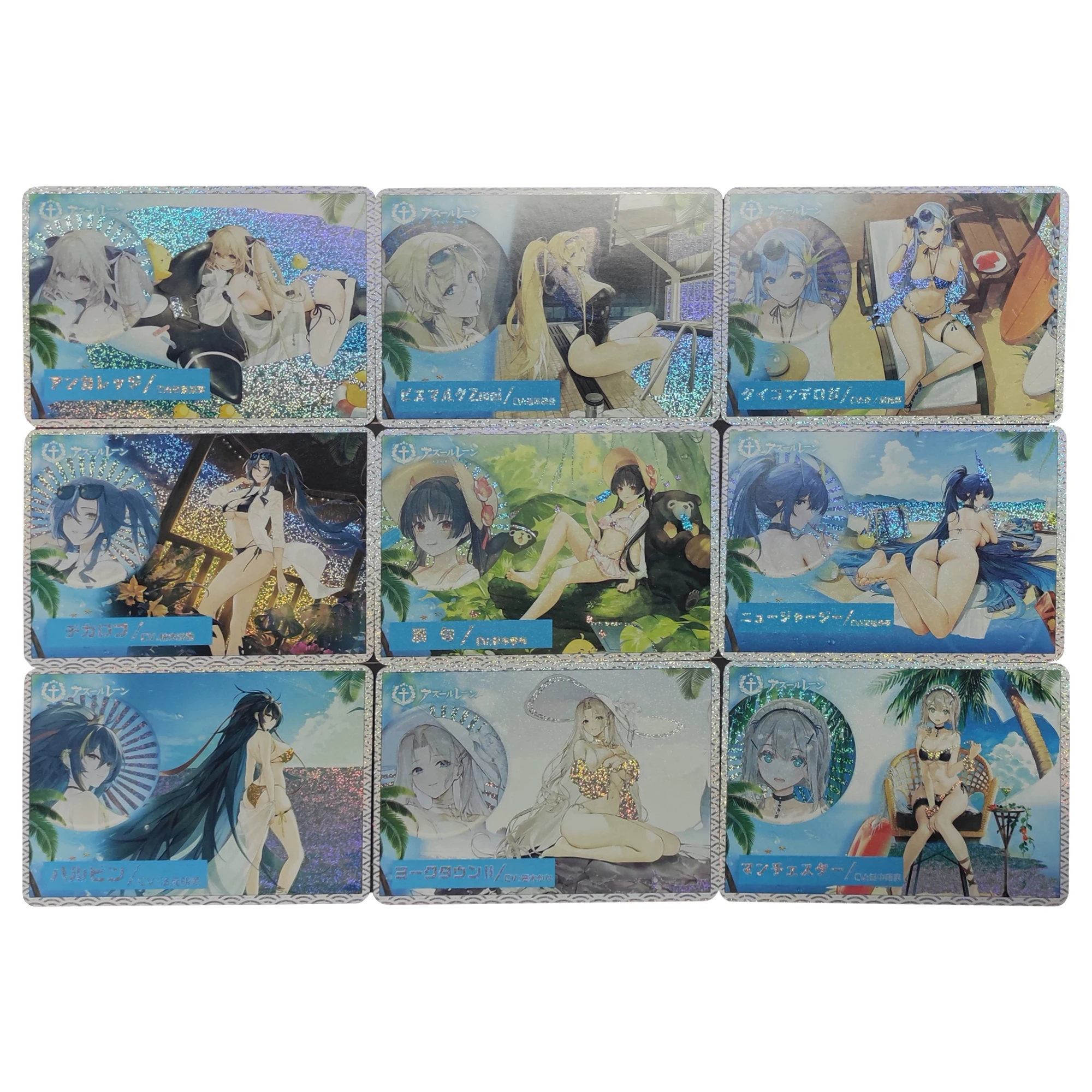 

Diy 9Pcs/set Azur Lane Anime Girls Flash Card Kawaii Swimsuit Series Game Anime Collection Cards Gift Toys