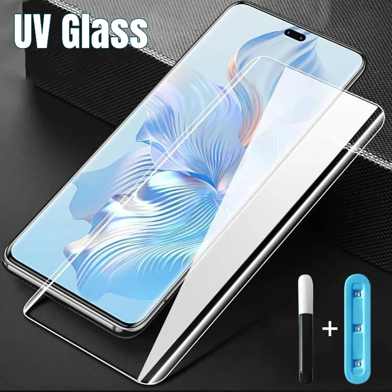 Per Huawei P60 Mate 40 30 20 Pro Screen Protector Uv Liquid Glue Vetro Temperato P20 P40 P30 Nova 8 9 10 Honor Magic 5 Pro Film