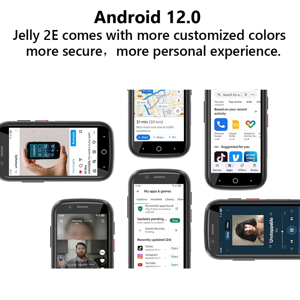 Фото Смартфон Unihertz Jelly 2E Super Mini, Android 12, разблокированный телефон 4 Гб 64 ГБ, телефон 2000 мАч 16 МП, 4g №2