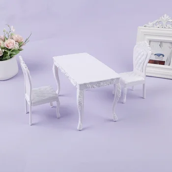 Casa delle bambole 1:6 Mobili da cucina Tavolo da pranzo Sedia Sedia Sedia da scrivania per computer