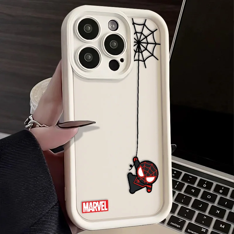 thumbnail image 1 of Marvel SpiderMan Mini para iPhone 15 14 13 12 11 Pro Max XS Max X XR 7 8 Plus 6S 5S caja de teléfono con escalera de ojos líquidos, 1 of 5