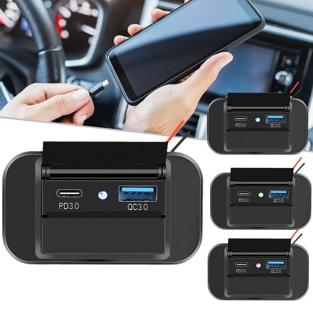 

Auto Fast Charger QC 3.0 Dual USB Port Fast Charger Socket 12V Universal Power Outlet Panel Motorcycle RV Car Accessories Parts
