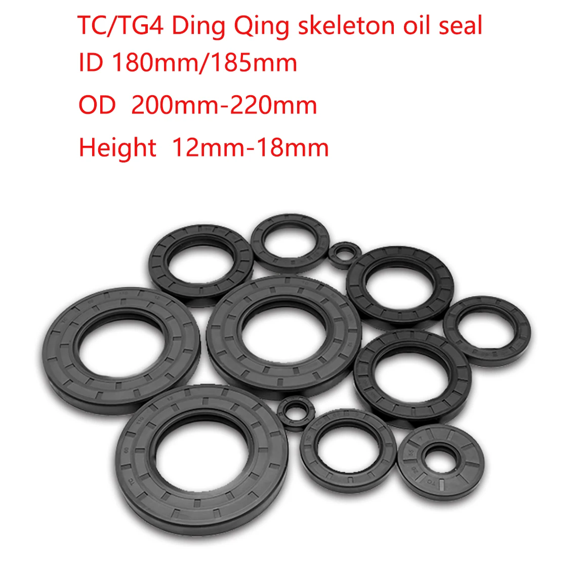 

ID: 180mm/185mm NBR TC/FB/TG4 Skeleton Oil Seal Rings Double Lip Seal For Rotation Shaft OD: 200mm - 220mm Height: 12mm - 18mm