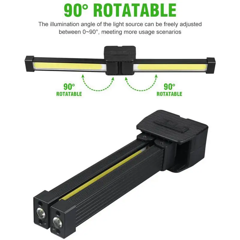 Gym Lamp for Posing Portable Magnet LED Flashlight 7th Gear Dimming Waterproof Led Flashlight 180 Degree Folding Worklight
