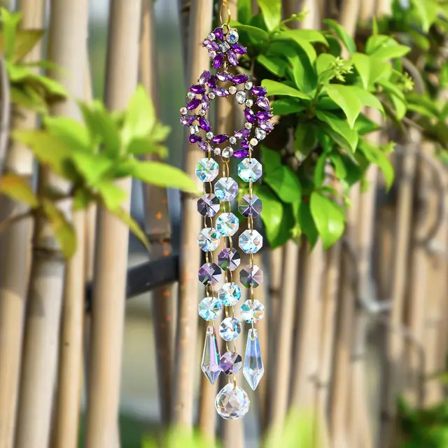 H&D Strasszok Crystal Napsütő Lila Koszorú Medál, Kristályprizmák Szivárvány Varázsa Ajándékok Nőknek Születésnapi Esküvő - Image 4