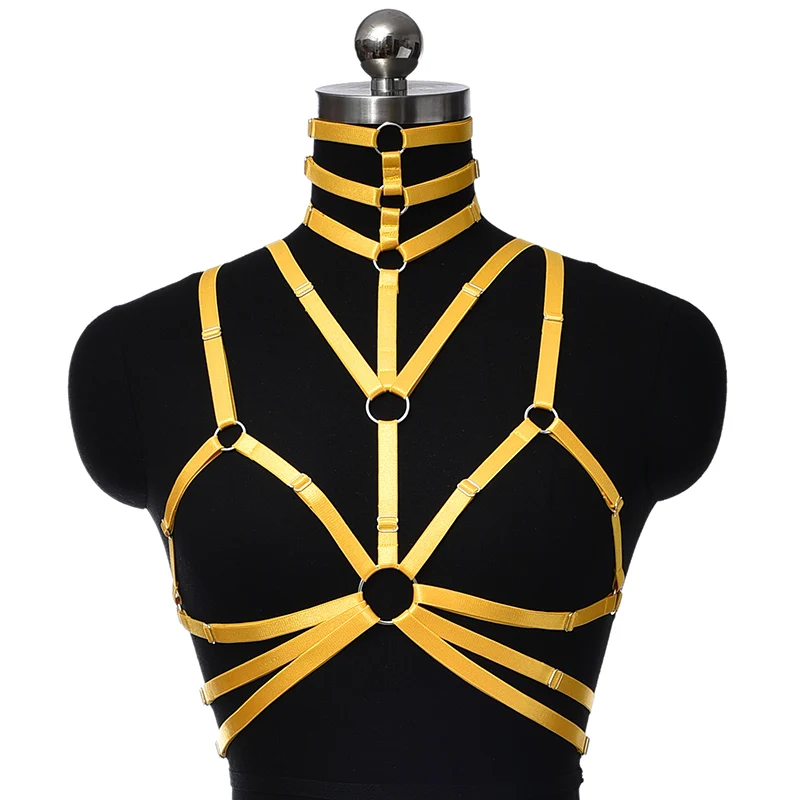 

Gothic Sexy Lingerie Punk Body Top Harness Bra Cosplay Bondage Bra Harness Cage Club Rave Wear Harness Garter Belt