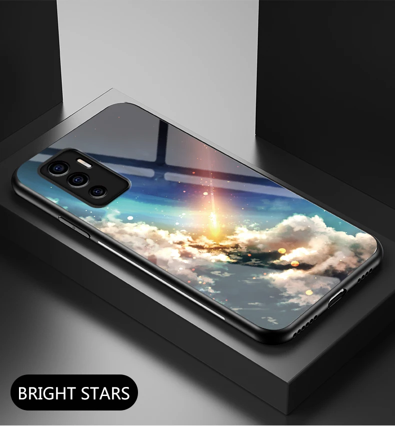 Per VIVO V23E Copertura DECLAREYAO Vetro Duro Coque Per V7 Plus V11i V11Pro V15 V17 V20 Pro V21 Custodia in vetro temperato Silicone_voghion.com