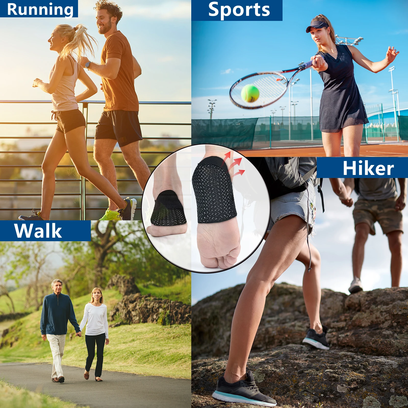Plantar Fasciitis Heel Cups Upgrade Anti-Slip Gel Heel Protector Adjustable Pads for Pain Relief