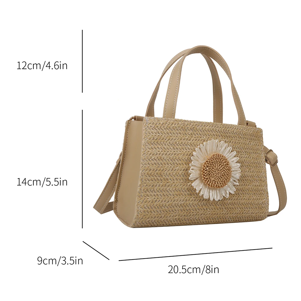 Straw Women Shoulder Bag with Adjustable Strap for Daily Life
