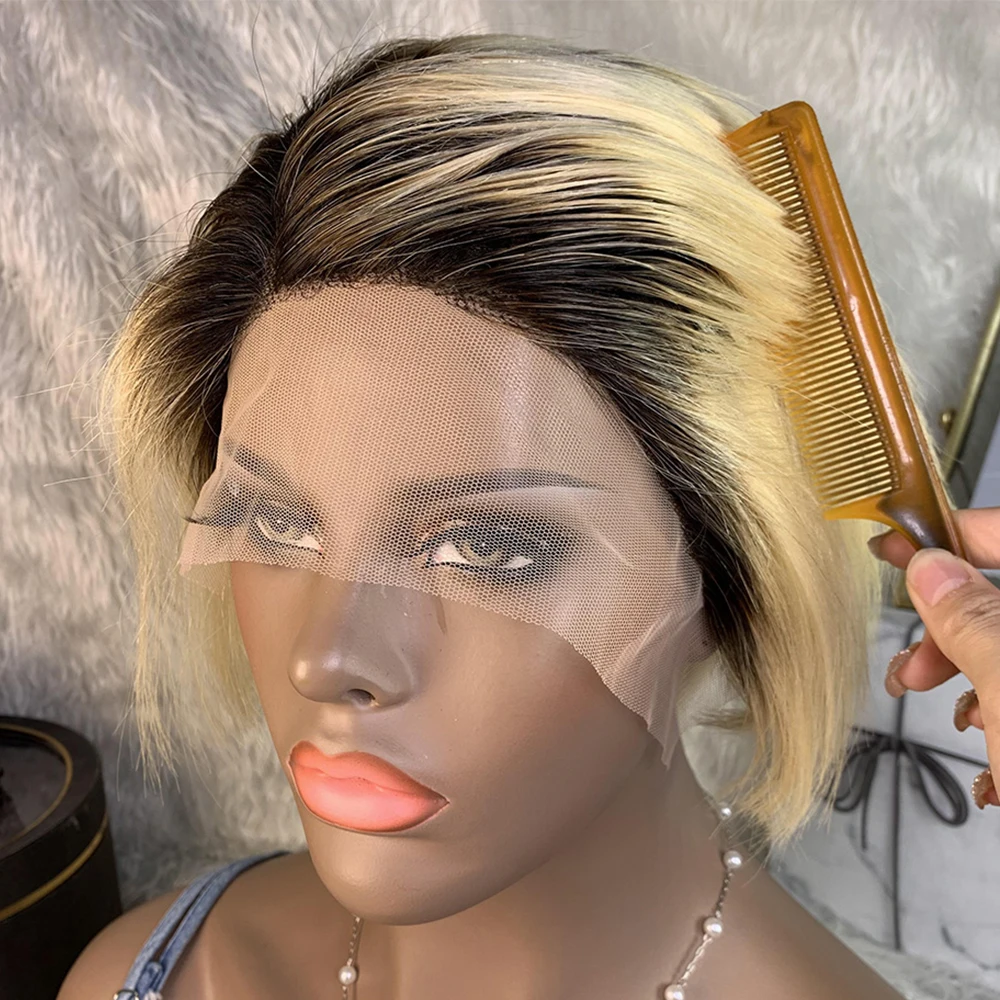 

Short Lace Front Wigs Human Hair Pixie Cut Wig Straight 13X4x1 Transparent Lace Front Wigs Human Hair for Women Natural Hairline