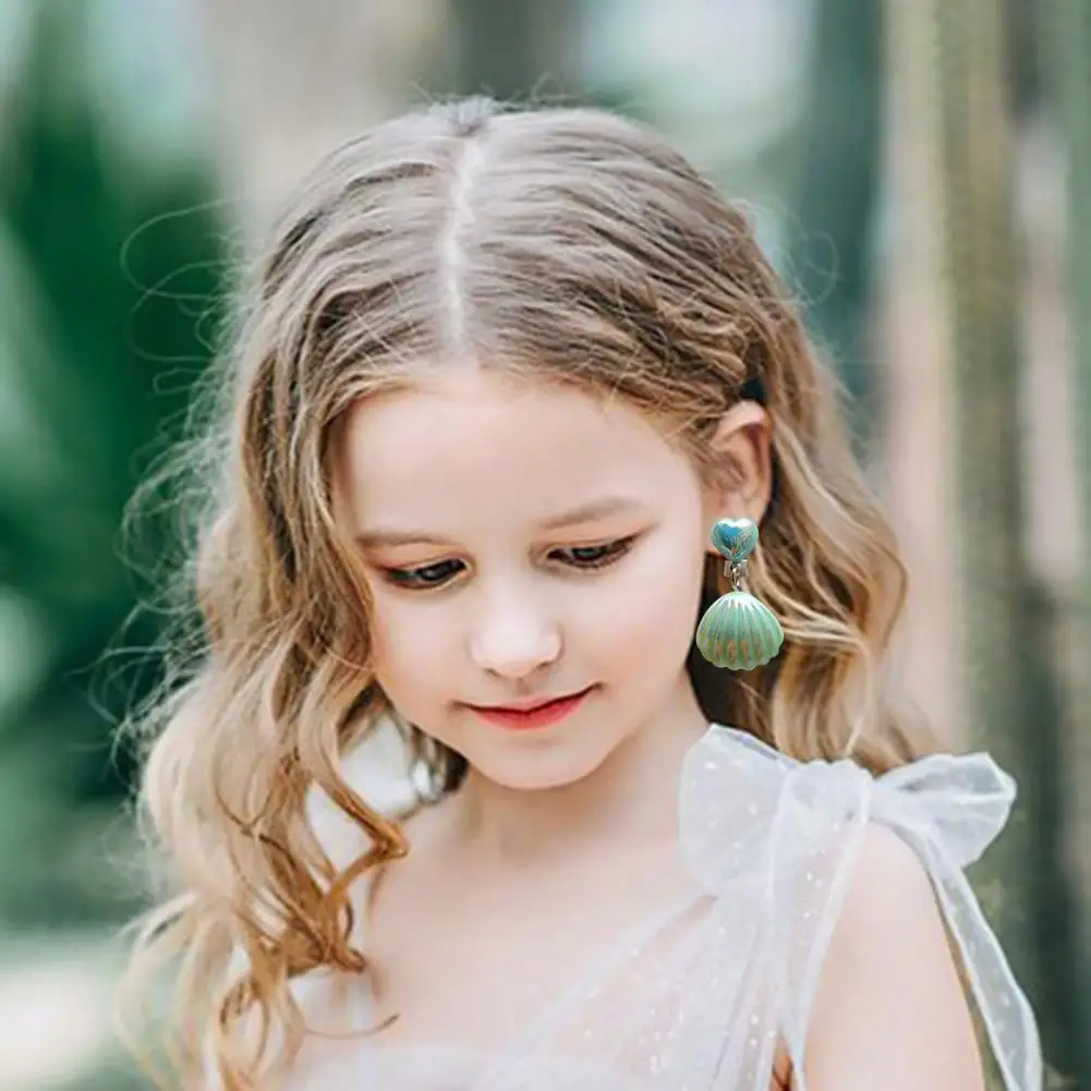 Pair Mermaid Shell Eardrop Children's Ear Clips Princess