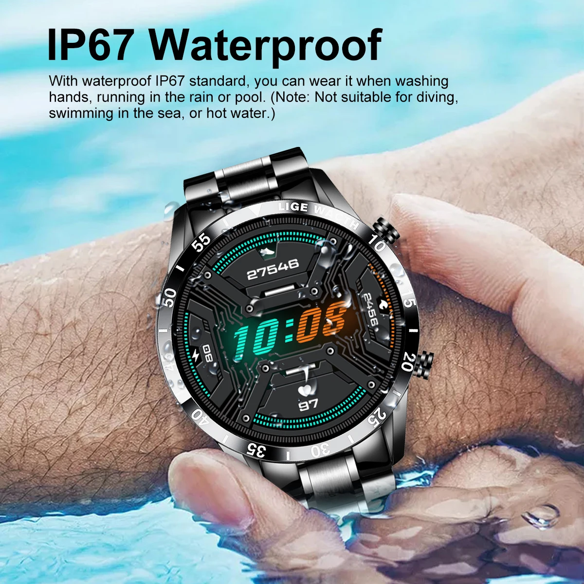 LIGE Smart Watch Men Fashion Full Touch Luxury Bluetooth Call Smart Watches Men Waterproof Sport Fitness Smartwatch For Men 2025 3