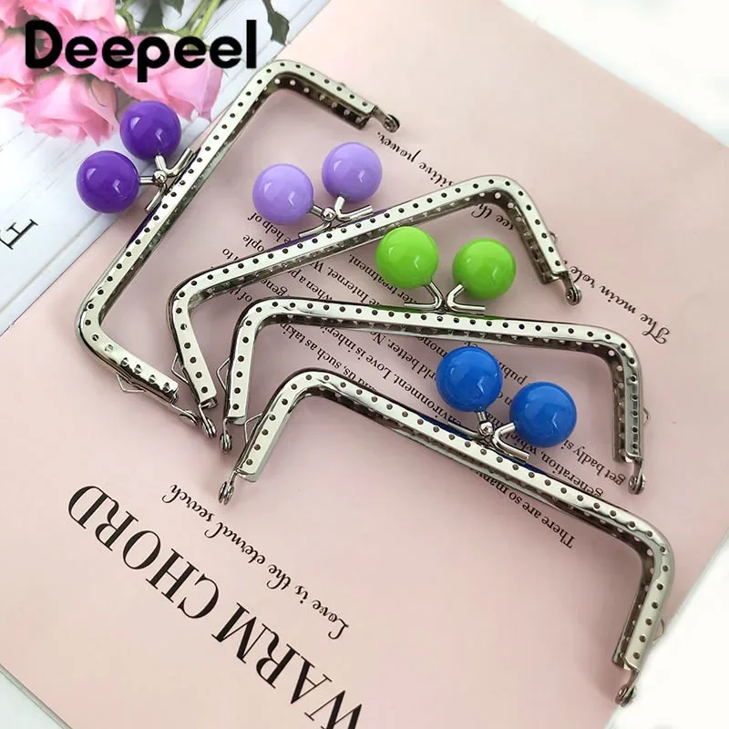 5/10Pcs 10.5cm Embossed Bags Handle Candy Colors 20MM Beads Purse Frames  Metal Kiss Clasp DIY Wallet Handles Hardware Accessory - AliExpress