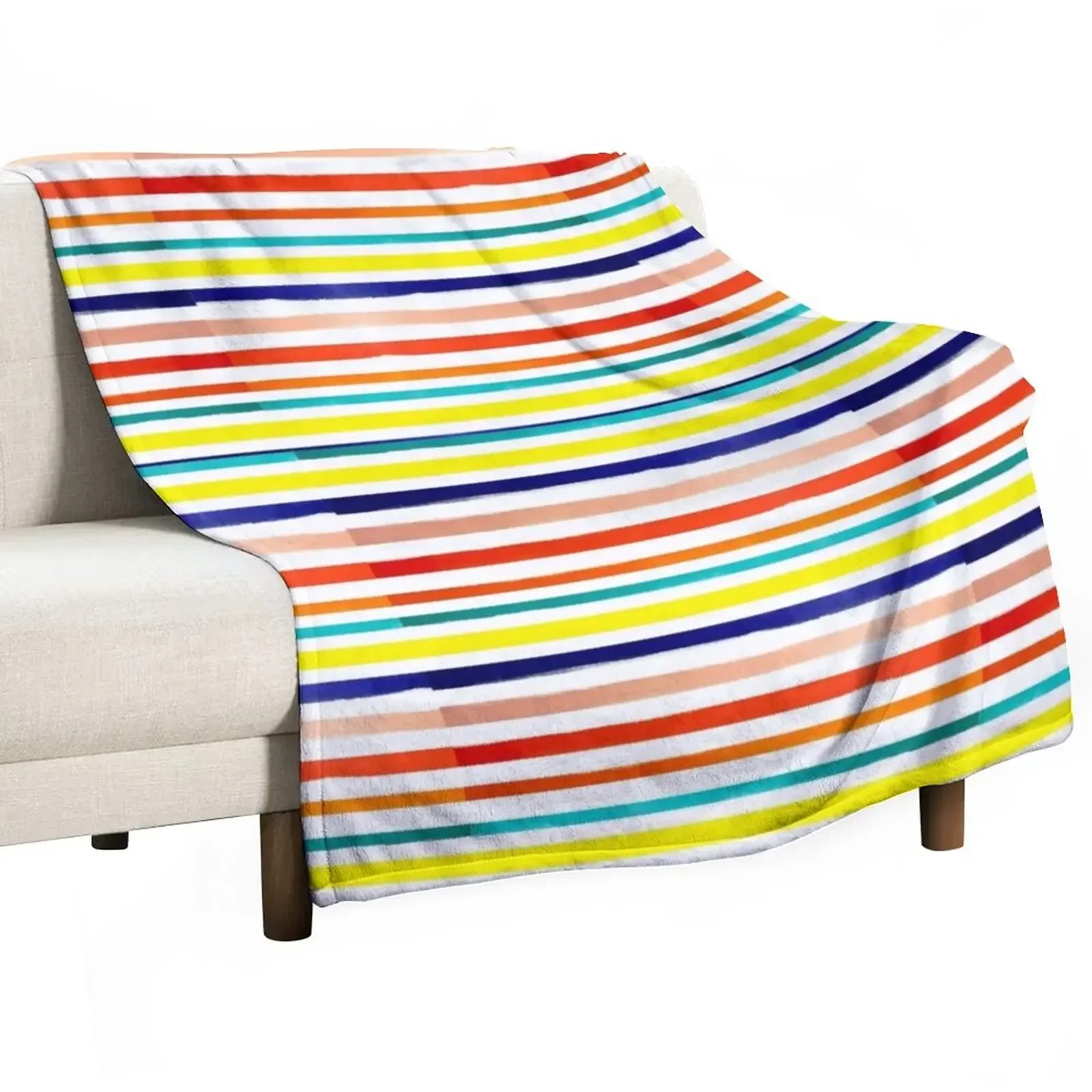 

Bright Watercolor Rainbow Stripes Throw Blanket Heavy Blankets For Baby Giant Sofa Kid'S Blankets