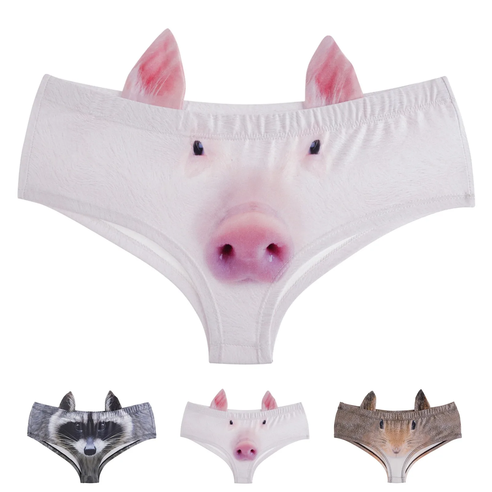 Sexy Funny 3d Printed Animal Panties Women's Briefs Fashion Middle