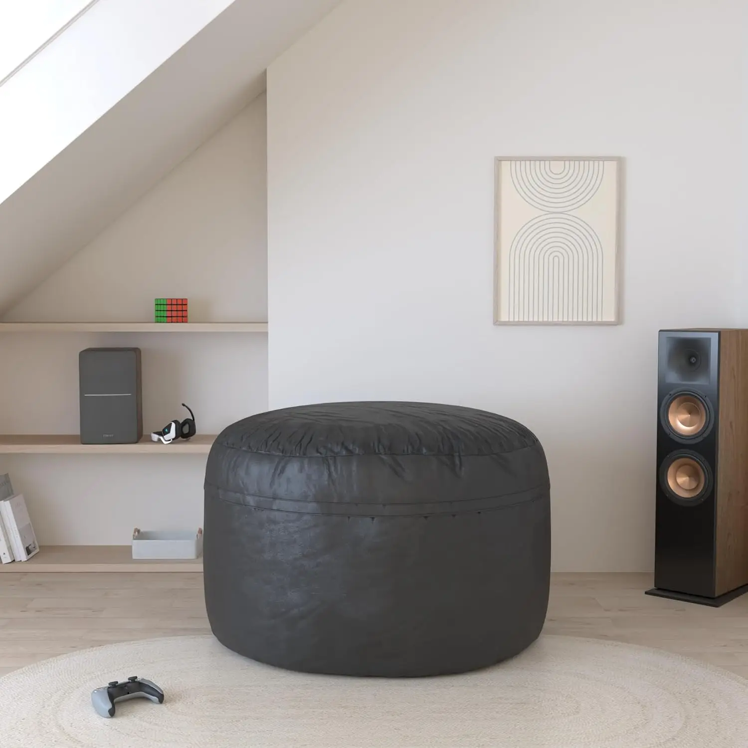Bean Bag Chair: Large 5' Bean Bags with Memory Foam Filled, Large Beanbag Chairs Soft Sofa with Dutch Velet Cover(Black)
