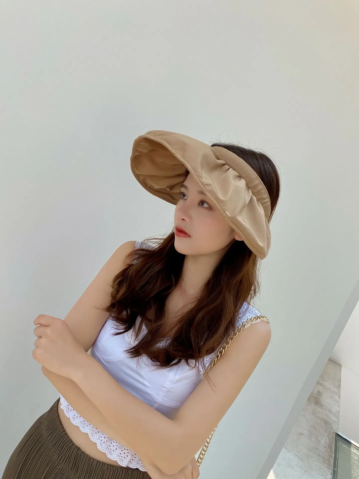 New Women's Sunshade Wide Brim Beach UV Protection Sun Hat Headband