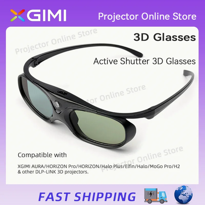 

XGIMI Original 3D Glasses DLP-Link Active Shutter Rechargeable Built-in Battery working 60 hours for XGIMI H2 H1 Z6 CC S