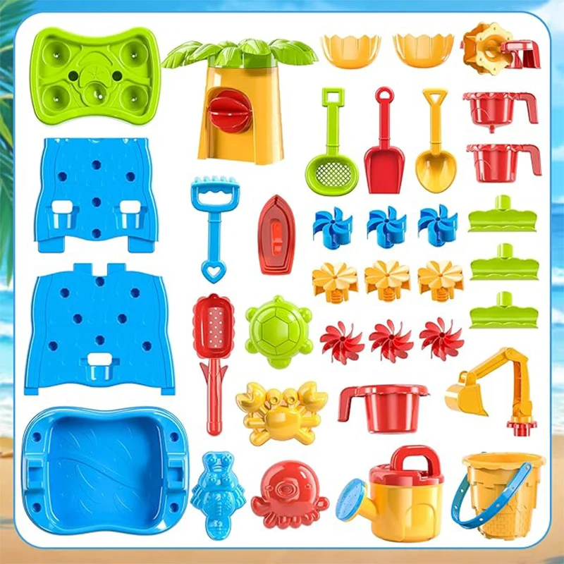 Kids Waterfall Water Table , Double-Sided Water Sand Table for Boys Girls, Outdoor Toys Age 3-8, Activity Table Summer Toys 4