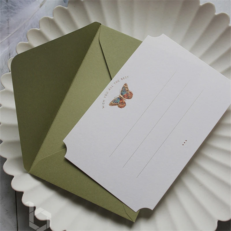 Greeting Card Light Luxury Embossed Stereo Bronzing Butterfly Pattern Gift Message Card Wedding Invitation