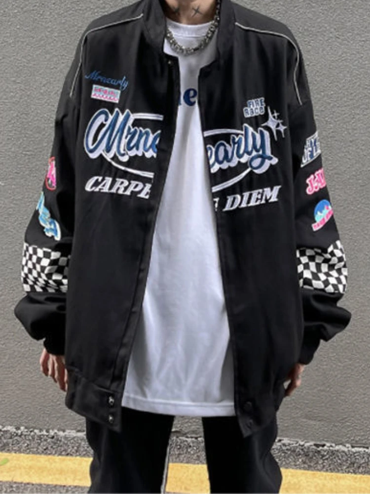 

Gothic Punk Embroidery Bomber Jacket Women Oversize Hippie Streetwear Y2K Aesthetic Coat Outwear Harajuku Retro Hip Hop Coats